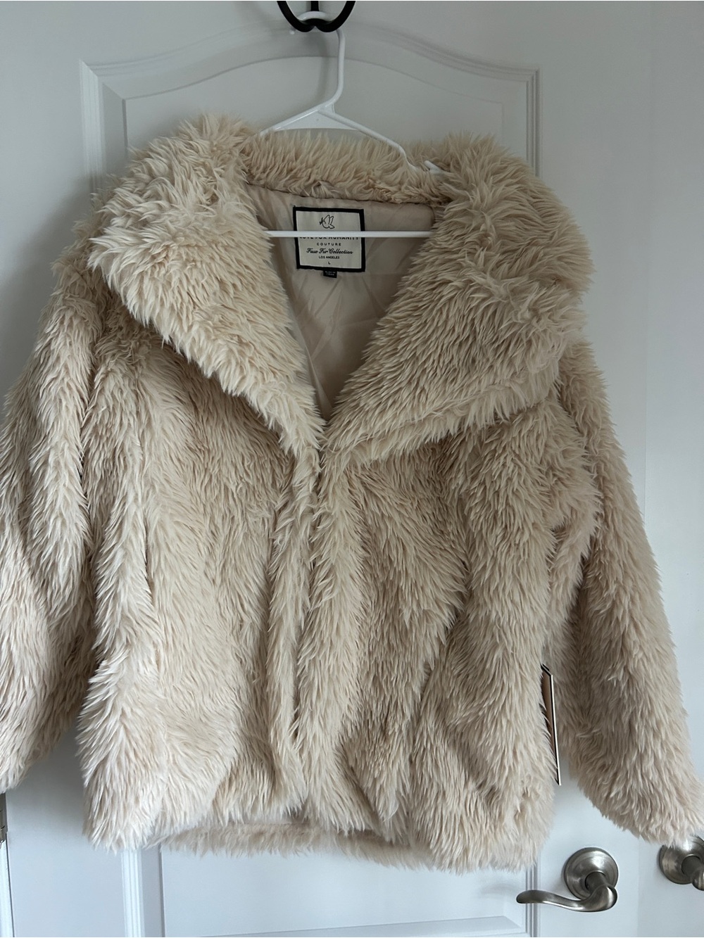 Plush Cream Faux Fur Teddy Jacket by New Directions
